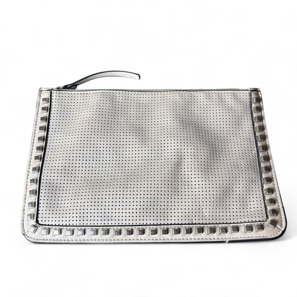 Summer & Rose Taupe Perforated Studded Clutch Y2K